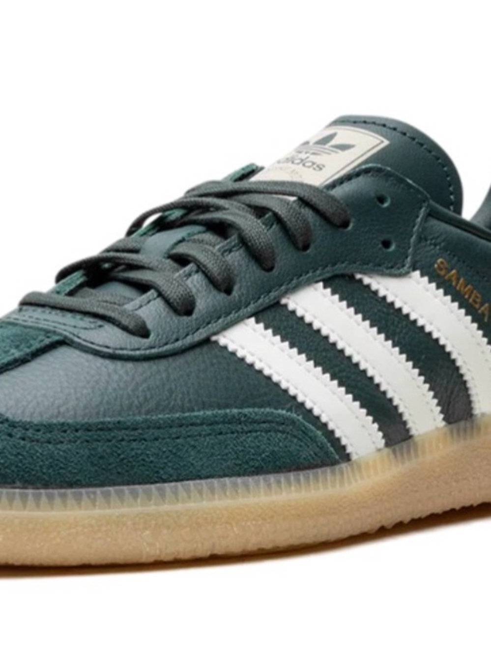 adidas Women’s Dark Green and White Samba-Style Sneakers - Picture 3 of 4